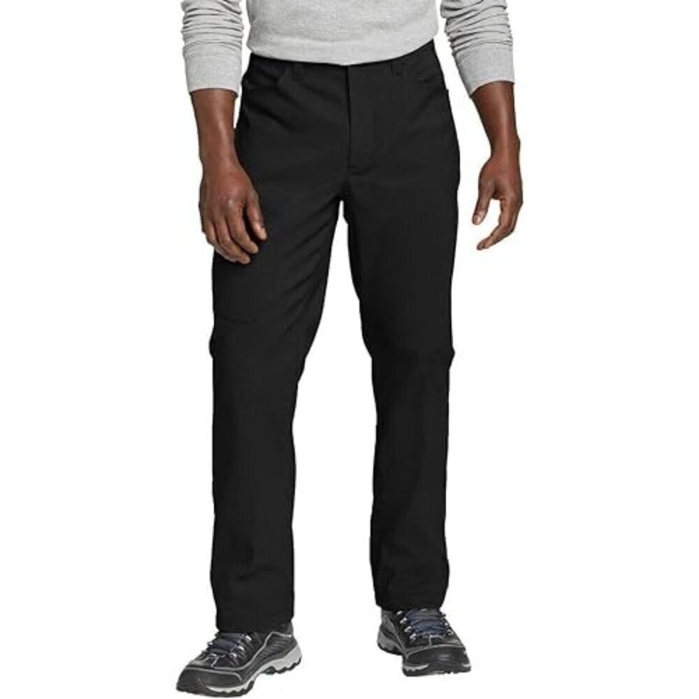 EDDIE BAUER Mens Fleece Lined Tech Pants 40X30 Water Repellent Black Athleisure